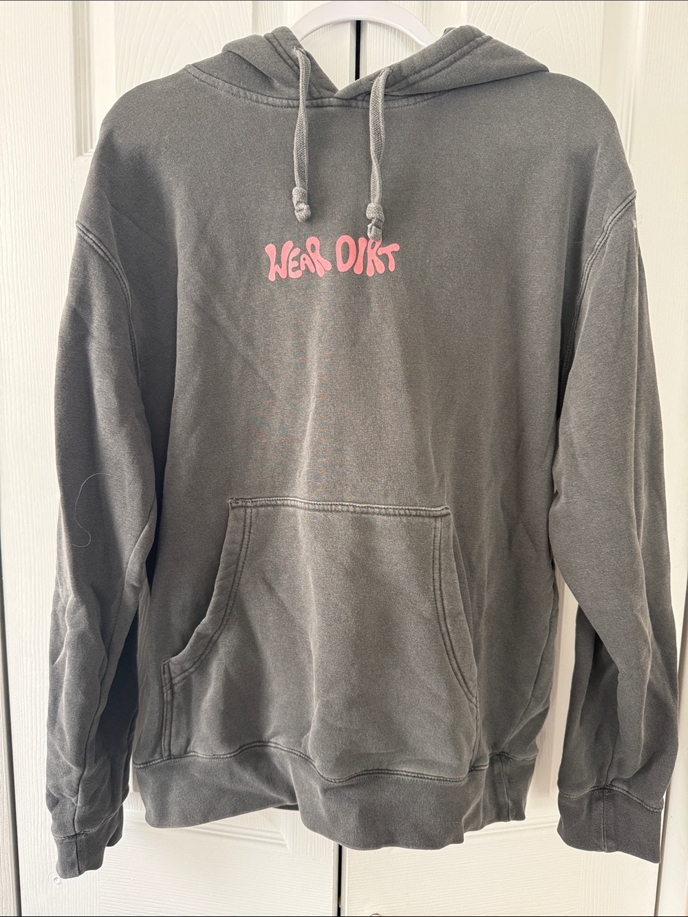 Men's Crewneck Hoodie in Gray with Pink Logo